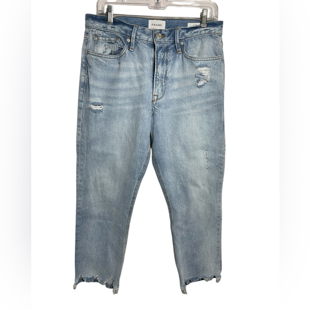 FRAME Jeans size 29 Le Piper High Rise Light Wash Raw Hem Jeans 🩵🩵